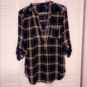 Boutique silk plaid top